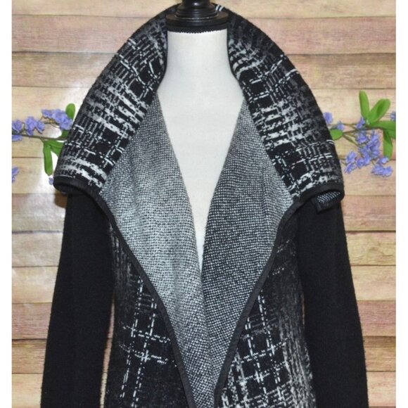 AVA Ladies Black Open Front Heavy Knit Mohair Blend Cardigan Sweater Size M Warm - Picture 6 of 11